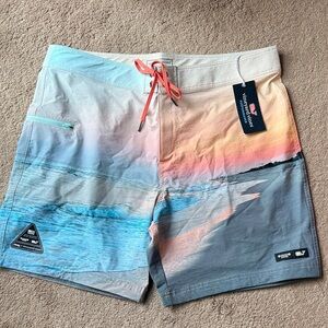 Vineyard Vines x Jeep Coral Drawstring Pastel Sunset Swim Shorts